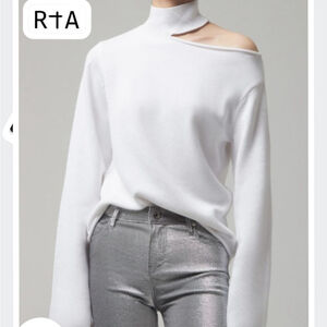 Women's Revolve Luxury RTA White Langley Turtleneck Sweater M